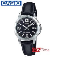ราคา Casio Standard นาฬิกาข้อมือผู้หญิง สายหนัง รุ่น LTP V004L 1BUDF หน้าปัดสีดำ (2600542746)