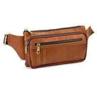 ราคา Chinatown Leather กระเป๋า ผู้ชาย หนังวัวแท้ คาดเอว สะพายหน้าอก ST ฝาหน้า สีน้ำตาลแทน (13388657223)