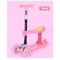 ราคา สกู๊ตเตอร์เด็ก สกู๊ตเตอร์เด็ก3ล้อ สกู๊ตเตอร์สำหรับเด็ก ปรับความสูงได้ ล้อมีไฟ สกู๊ตเตอร์พับได้ 3in1 (15615247959)