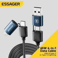 ราคา Essager 65W 4 In 1 Type C ไปยัง USBA Lightning เพื่อพิมพ์ C ชาร์จเร็วสายสำหรับ Iphone Macbook Realme Huawei Samsung Oneplus สายชาร์จข้อมูลสำหรับ C C A C C L สาย A L (20350868661)