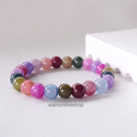 ราคา CRACKED AGATE หินเกล็ดมังกร หลากสี แบบแต่งสี ขนาด 8 มม สร้อยข้อมือ หินนำโชค by siamonlineshop (18213471768)
