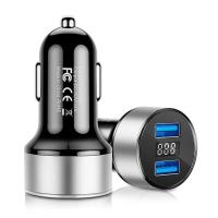 ราคา ส่งของจากประเทศไทย Dual ที่ชาร์จในรถยนต์ USB 3 1A Car Charger 12 24V ที่ชาร์จในรถยนต์พร้อมจอ LCD 2USB With Digital Display Car Mobile Charger Adapter Mobile Charger for OPPO XIAOMI VIVO HUAWEI (183260