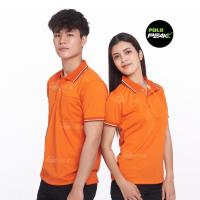 ราคา เสื้อโปโลสีส้มเข้ม ปกริ้วขาวดำ polopeak เสื้อส้ม เสื้อสีส้ม (16923579101)