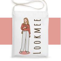 ราคา กระเป๋าผ้าสะพายข้าง เติมชื่อได้ minimal people กระเป๋าcross body ใส่มือถือ สไตล์เกาหลี (16468974312)