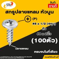 ราคา ส่งไว SW สกรู น๊อต สกรูปลายแหลมหัวนูน 100ตัว หัวP หัวเวเฟอร์ เจาะไม้ ปลายแหลมคม เบอร์ 8 (15431454795)