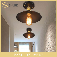 ราคา โคมไฟเพดานแบบโมเดิร์น Flushmount Light Fixture Vintage Metal Shade Light (11294720617)