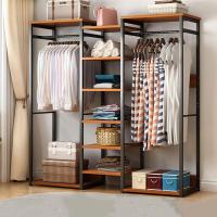 ราคา ตู้เสื้อผ้า ราวแขวนเสื้อผ้า พร้อมชั้นวางของ โครงเหล็กตู้เสื้อผ้า โครงเหล็ก 120cm ตู้เก็บผ้า MDF สไตล์โมเดิร์น ราวแขวนเสื้อผ้าความจุขนาดใหญ่ (19470550087)