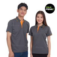 ราคา เสื้อโปโลสีเทาเข้ม ปกริ้วส้ม polopeak (16923600008)