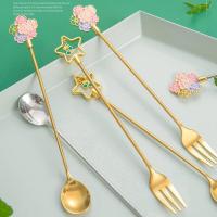 ราคา TXOAH สแตนเลส Gold อุปกรณ์ขนมกวนช้อนกาแฟช้อนชาช้อนกาแฟส้อมผลไม้ (7633287113)