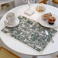 ราคา เสื่อฝ้ายลินินสามารถซักได้สำหรับโต๊ะทานอาหาร Toile De Jouy ทนความร้อนได้ชุดของใช้ประจำวันสำหรับไปเที่ยวผ้ารองจาน (20401344723)