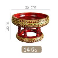 ราคา จัดส่งฟรี ขันโตก พานไม้ลงทอง ขันโตกเดินเส้น ติดกระจก ขันโตกแดง 6นิ้ว 8นิ้ว 10นิ้ว 12นิ้ว พาน พานไม้ (16541838970)