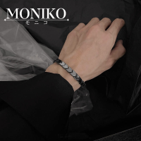 ราคา MONIKOสร้อยคอสร้อยข้อมือหินสีดำแบบเรียบง่าย (19469898893)