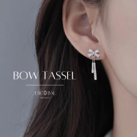 ราคา ESCOBAL ต่างหูเงินแท้ Bow Tassel จี้เพชร Moissanite ต่างหูเพชร ต่างหูแฟชั่น ตุ้มหูเงินแท้ ต่างหูเกาหลี ตุ้มหูเพชร (18788706366)
