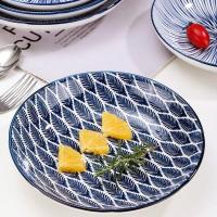 ราคา QIQI จานเซรามิก ชาม ถ้วย มีสไตล์จีนสีน้ำเงิน 3ใบ ชุด (12726669600)