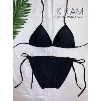ราคา ชุดว่ายน้ำบิกินี่ผูกคอผูกหลังมีฟองน้ำM 2XL (16453030534)