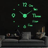 ราคา เรืองแสง ไม่เจาะผนัง นาฬิกาติดผนัง DIY 3D ขนาดใหญ่ สไตล์โมเดิร์น 120 cm (18694664278)