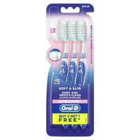 ราคา ORAL B ออรัล บี แปรงสีฟัน ซอฟท์แอนด์สลิม ขนแปรงนุ่มพิเศษ แพ็ค 3 ด้าม (17060916956)