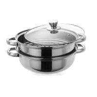 ราคา Stainless steel steamer ซึ้งนึ่งสแตนเลส 2ชั้น พร้อมฝาแก้ว ขนาด28cm หม้อนึ่งอเนกประสงค์ ผัด ต้ม นึ่ง หุง ทอด หม้อสุกี้ (916254306)