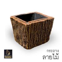 ราคา กระถางลายเปลือกไม้ SIZE S ปูนปั้น จัดสวน ประดับสวน แต่งสวน กระถางใส่ต้นไม้ (20032821094)