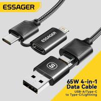 ราคา Essager 65W 4 In 1 Type C ไปยัง USBA Lightning เพื่อพิมพ์ C ชาร์จเร็วสายสำหรับ Iphone Macbook Realme Huawei Samsung Oneplus สายชาร์จข้อมูลสำหรับ C C A C C L สาย A L (20350868659)