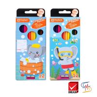 ราคา Elephant ตราช้าง สีไม้ ดินสอสีไม้ แท่งยาว 12 สี 24 สี คละลาย จำนวน 1 กล่อง (900480096)