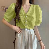 ราคา KDAShop มาแรงทรงน่ารัก เสื้อแฟชั่นผญ2023 เสื้อแขนสั้น เสื้อผ้าสาวอวบ เสื้อเนื้อผ้าดีแขนตุ๊กตาสุดนำเทรน สำหรับสาวๆ วัยใสใส่แล้วดูดีมาก แมทกับส่วนล่างได้ง่าย ไม่ลองไม่ได้แล้ว (19923381318)