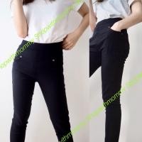 ราคา กางเกงสกินนี่ดำ ทรงเรียบ มาพร้อมกระเป๋า (2328152563)