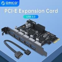 ราคา ORICO USB 3 0 PCI E Expansion Card 5 Ports Hub Adapter External Controller Express Card with 4 pin Power Connector Cord (18590173168)