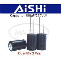 ราคา 250v100uf คาปาซิเตอร์ 100uF 250V Capacitor 100uF250V 105 C 20 มีจำนวน 3 ชิ้น 3 Pcs ยี่ห้อ AISHI (9934273908)