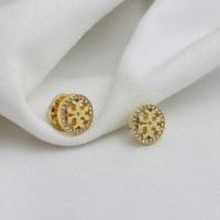 ราคา Fashion Commuter Classic Round Hollow Logo Flash Diamond Micro Set 18K Gold Plated Earrings Women Luxury Stud Earrings (14906171562)