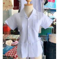 ราคา เสื้อกาวน์ เสื้อเภสัช ตัวสั้นแขนสั้น เสื้อพยาบาล เสื้อเภสัช เสื้อกาวน์สีขาว เสื้อแลป เสื้อกาวน์หมอ พร้อมส่ง (5928568708)