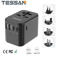 ราคา TESSAN 100W 65W 60W Universal Charger Universal Travel Adapter Type C Adapter SG US AU EU Adaptor Universal Socket with 5 USB Ports 3 USB C International Adaptor Plug UK Adaptor Wall Socket for Europe