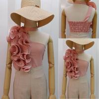 ราคา 08S เสื้อปาดไหล่ระบาย เสื้อไหล่เฉียงอัดพลีท (20051446775)