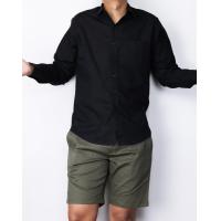 ราคา เสื้อเชิ้ตแขนยาวสีดำ มีไซส์ใหญ่ M 5XL (471464183)