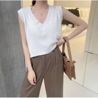 ราคา Cici Y2898 เสื้อไหมพรมknitแขนกุดคอวี ดีเทลหน้าสั้นหลังยาว ทรงเบสิคแมตช์ง่าย (16059251020)