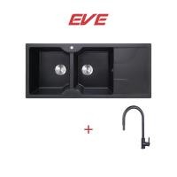 ราคา EVE SET ซิงค์แกรนิตสีดำ EUROSTONE 1160 500 BLACK พักขวา ก๊อกน้ำสีดำ AZTAC II BLACK พักขวา (10850047227)