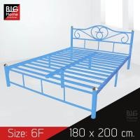 ราคา BH เตียงเหล็กส่งทั่วไทย เตียงเหล็ก เตียงเหล็กราคาถูก ขนาด 6ฟุต ขา2นิ้ว King Size ชำระปลายทางได้ ลายโลตัส (124144730)
