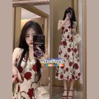 ราคา Mikoพร้อมส่ง เดรส เดรสลายดอกไม้ เดรสกระโปรงยาว ดอกกุหลาบสีแดงฝรั่งเศส กระโปรงยาว (17039084405)