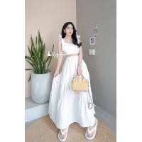 ราคา เซท2ชิ้น ชุดเซทงานใส่ไปทะเลคาเฟ่ เสื้อครอปผูกไหล่ กระโปรงยาวระบายทรงขนมชั้น (15303025120)