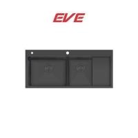ราคา EVE ซิงค์ล้างจานสแตนเลสผิวพิเศษ 2 หลุม มีที่พัก รุ่น CARBONYTE 1200 520 LH พักขวา (18523124878)
