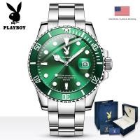 ราคา PLAYBOY นาริกาข้อมือผช นาฬิกาควอตซ์ สเตนเลส มีปฏิทิน เรืองแสง กันน้ำ สำหรับผู้ชาย (8972821641)