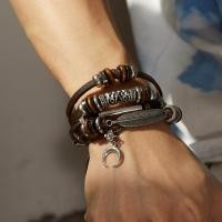 ราคา สร้อยข้อมือหนังสร้อยข้อมือถักดาวห้าแฉกสำหรับผู้ชายสร้อยข้อมือหนังแบบเรียบเครื่องประดับหนังแท้ (19697391011)