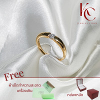 ราคา แหวนชายฝังเพชร Moissanite 4mm ตัวเรือนเงินแท้ 92 5 ชุบทอง 24K Ring metal Silver 925 gem type (17417702240)
