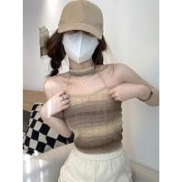 ราคา Cici 3080 เสื้อเกาะอกไหมพรม ดีเทลสายโซ่คล้องคอสุดเก๋ สีรุ้งลายทาง it so cute (19159624173)