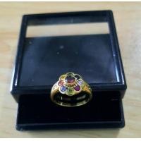 ราคา แหวนพลอยนพเก้า แหวนทองเหลืองประดับพลอยนพเก้า แหวนพลอยประจำวัน ลายดอกไม้ (14056934335)