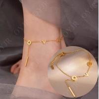 ราคา OYJR สร้อยข้อเท้า ผญ ลายโซ่สีทอง ข้อเท้าเรียบๆสแตนเลสชุบทอง 18k ไม่ลอกดำ (18695389105)