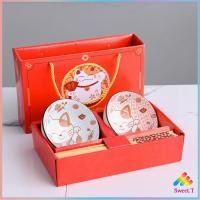 ราคา ชุดชาม และตะเกียบสไตล์ญี่ปุ่น ชามเซรามิก พร้อมพิมพ์สี เป็นของขวัญก็น่ารัก tableware set สปอตสินค้า Sweet T (13224307718)