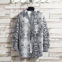 ราคา SaintIrene เสื้อเชิ้ตลายงูผู้ชายพิมพ์สบายๆหลวมน้ำแบรนด์เสื้อเชิ้ตแขนยาว (8081534716)