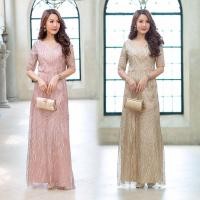 ราคา Maxi Dress เดรสออกงานราตรียาวสุดอลังการ ผ้าเป็นผ้าปักเส้นด้ายกริ้ตเตอร์ ผสมเลื่อมกากเพชร (935146823)