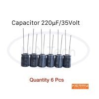 ราคา 220uf 35v คาปาซิเตอร์ 220uF 35V 1 ชุด มีจำนวน 6 ชิ้น ตัว Capacitor 220uf 35v 220μF 35Volt 40 C to 85 C 20 2000hrs ตัวเก็บประจุ ตัวซี ตัวC ขนาด 8x12 ของแท้100 35v 220uf Capacitor 35V 220uF (16157761383